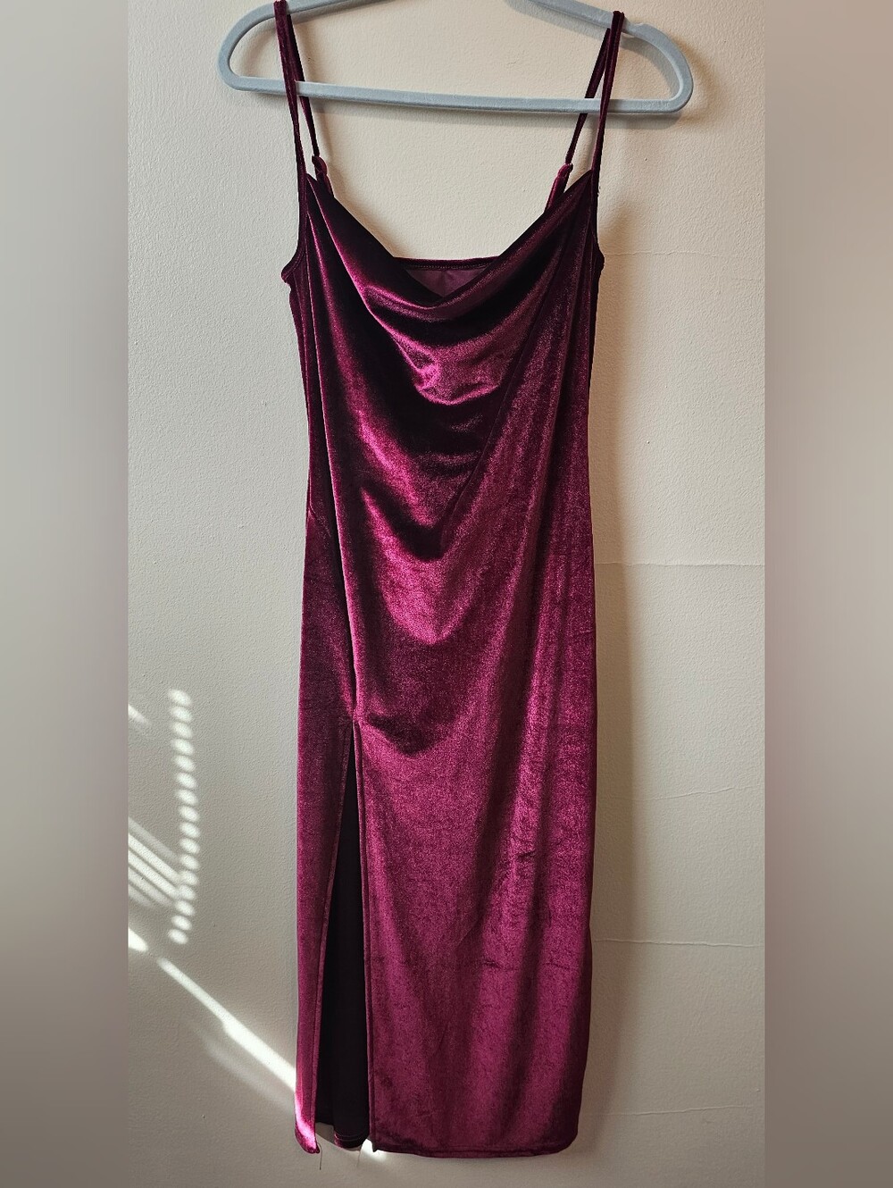 Size L Velvet-Feel Dress Burgundy